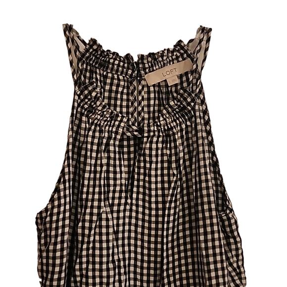Loft Black/White Checkered Sleeveless Top. Small - Picture 2 of 6